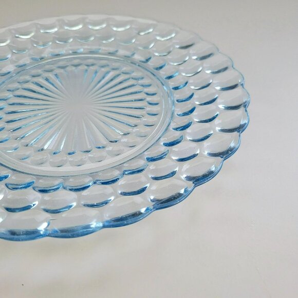Vintage Anchor Hocking Bubble Blue Dinner Plate Set of 2, Textured, USA Made - Picture 4 of 8